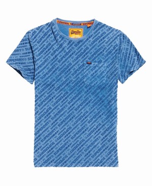 Superdry Whistler Geo Férfi Pólók Kék | XAWLJ3574